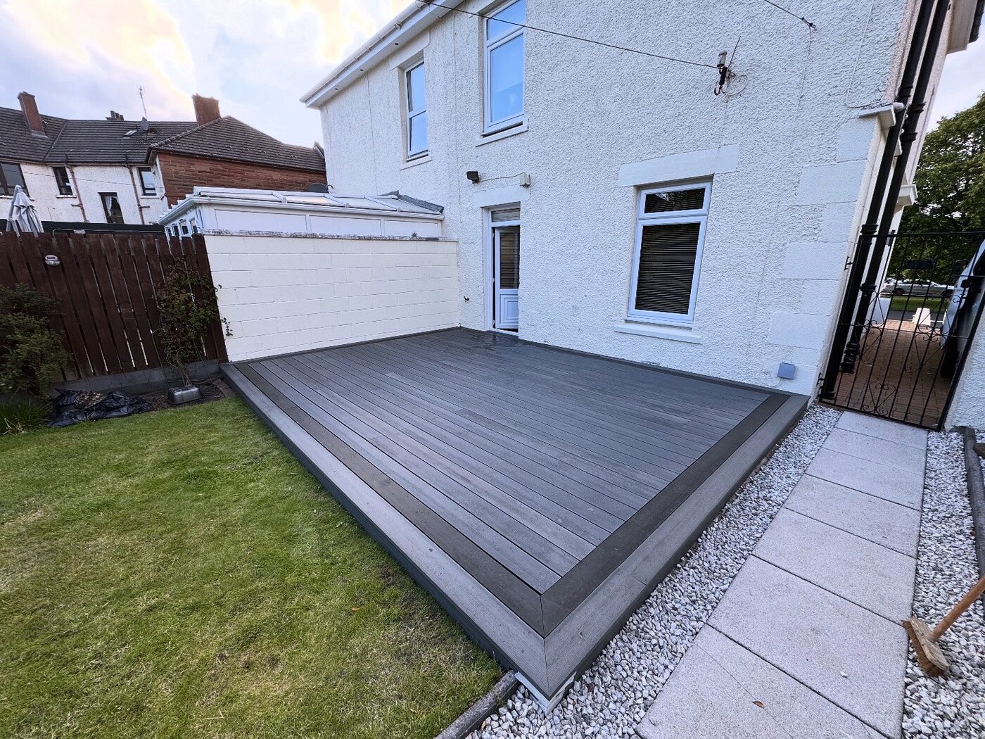 Completed composite garden decking